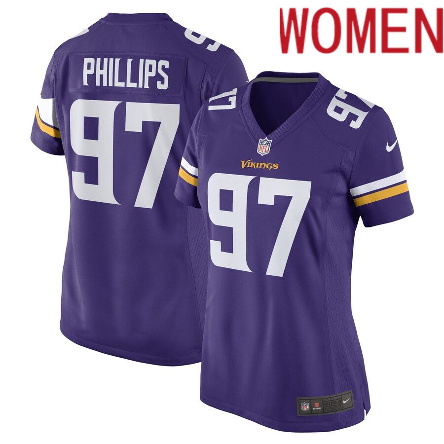 Women Minnesota Vikings #97 Harrison Phillips Nike Purple Game Player NFL Jersey->women nfl jersey->Women Jersey